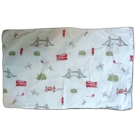 The Little White Company London toddler pillow sham double decker buses - Picture 1 of 3